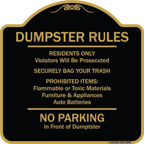 Designer Series-Residents Only Violators Prosecuted Bag Your Trash No Parking